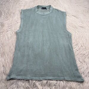 ASOS Men's XS Sage Green Open Knit Mesh Net Muscle Tee Resort Cabana Beach